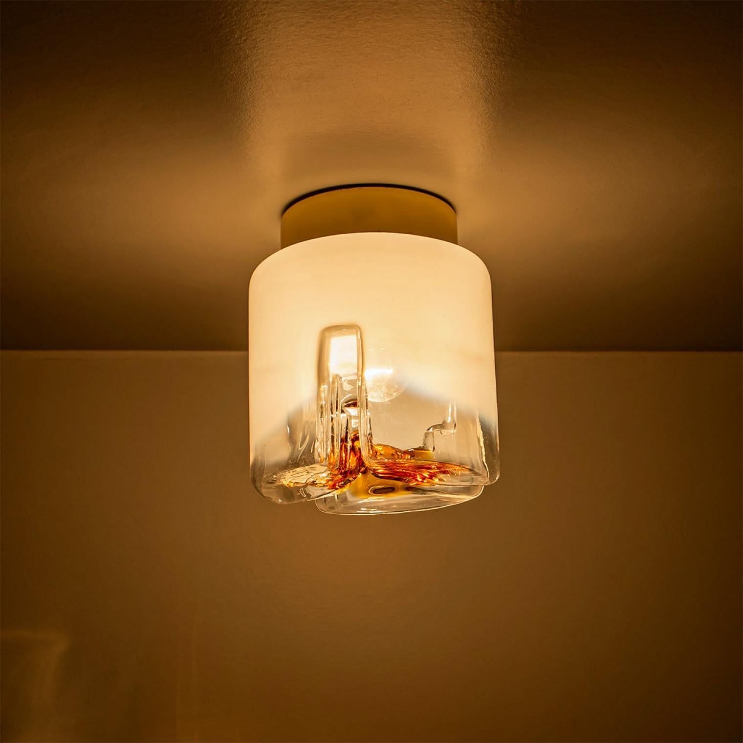 Several Mazzega Murano Glass Abstract Flush Mounts, Italy, 1970 en vente 7