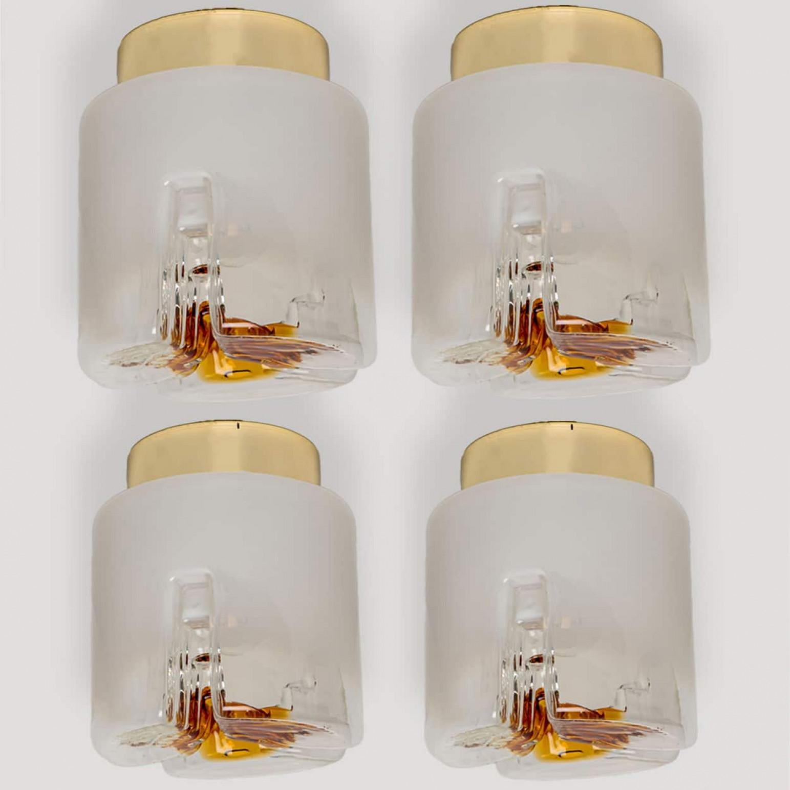 Varios empotrables abstractos de cristal de Murano Mazzega, Italia, 1970 Vidrio artístico en venta