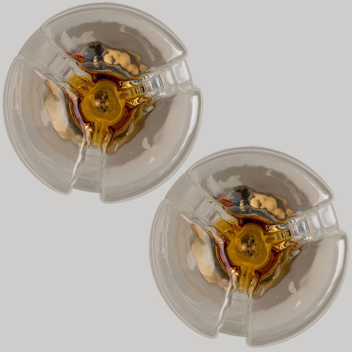 Several Mazzega Murano Glass Abstract Flush Mounts, Italy, 1970 en vente 1