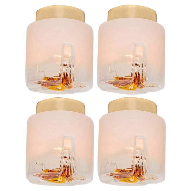 Mehrere Mazzega Murano Glas Abstrakte Flush Mounts, Italien, 1970