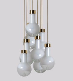 Several Milk Glass Pendant Lights by Harrachov, 1970s