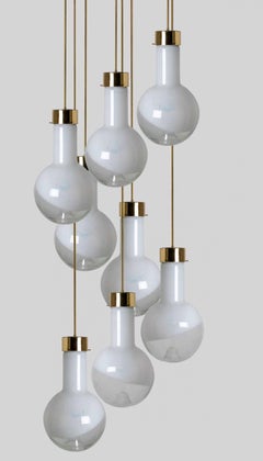 Mehrere Milk Glass Pendelleuchten von Harrachov, 1970er Jahre