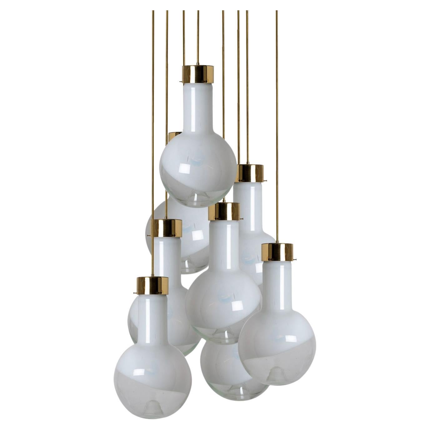 Mehrere Milk Glass Pendelleuchten von Harrachov, 1970er Jahre