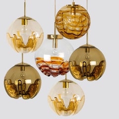 Several Mixed Colored Glass Pendant Lights, Germany, 1960s