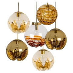 Several Mixed Colored Glass Pendant Lights, Germany, 1960s