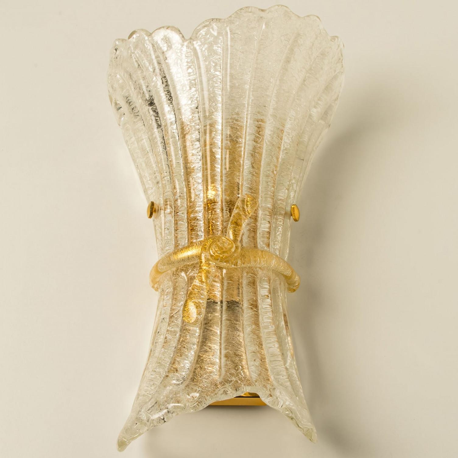 Several Murano Glass and Brass Wall Sconces, Italy For Sale 8