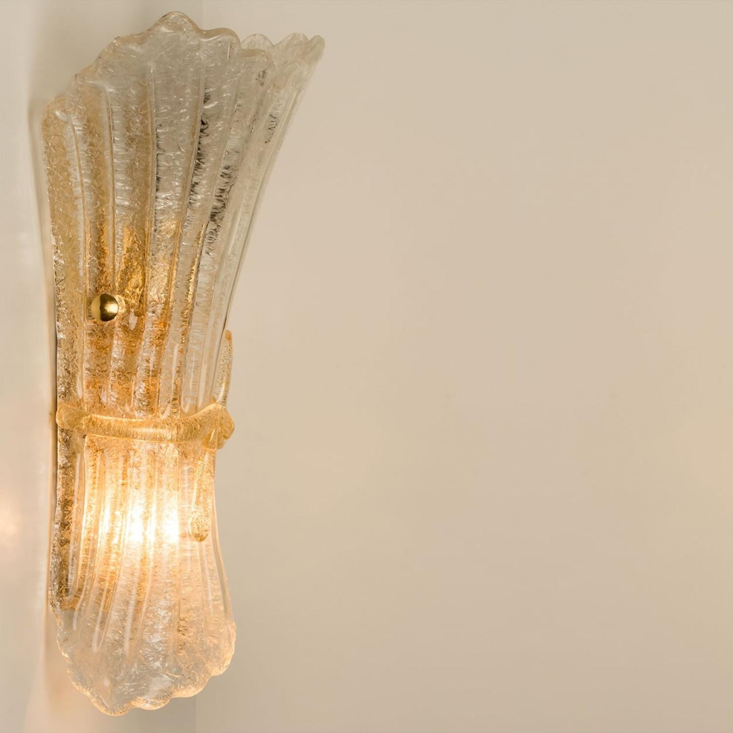 Several Murano Glass and Brass Wall Sconces, Italy For Sale 10