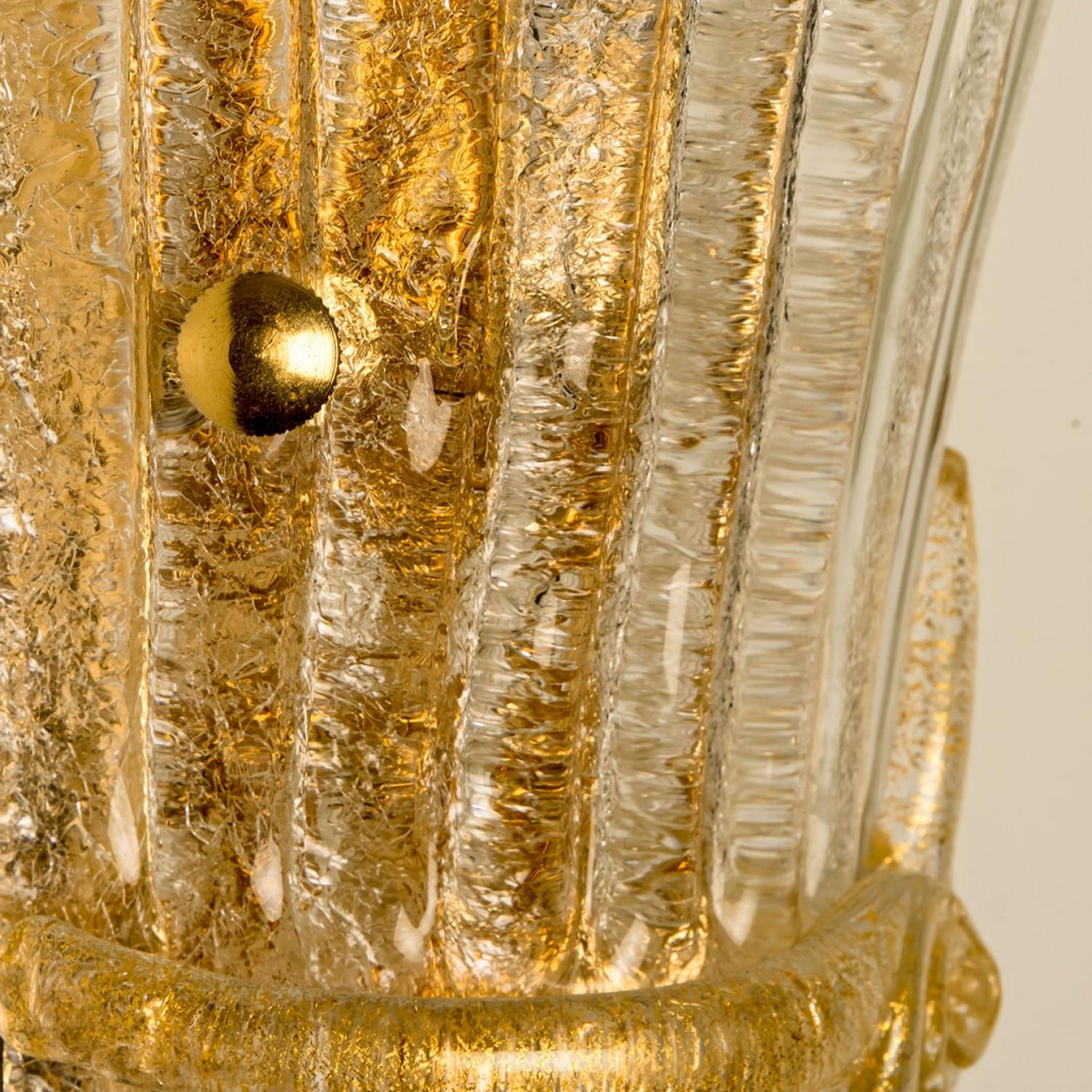 Mid-Century Modern Several Murano Glass and Brass Wall Sconces, Italy For Sale