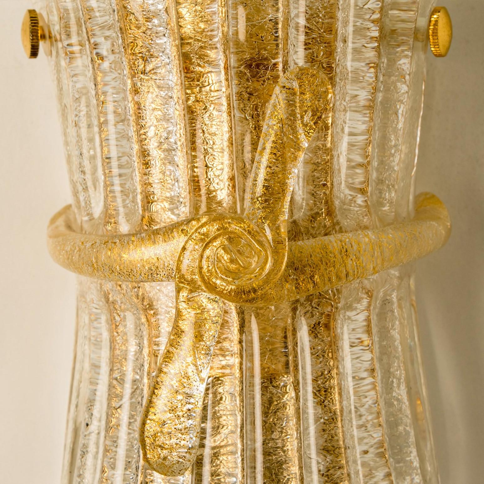 Several Murano Glass and Brass Wall Sconces, Italy For Sale 2