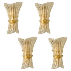 Several Murano Glass and Brass Wall Sconces, Italy