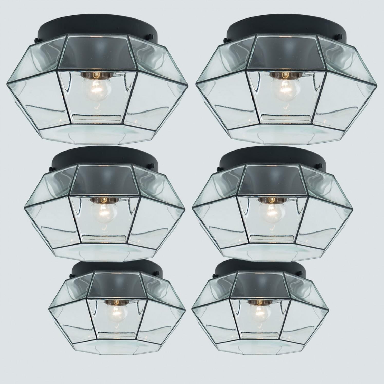 Several Octagonal Flush Mounts, Glashütte Limburg, Germany 1960s For Sale 3