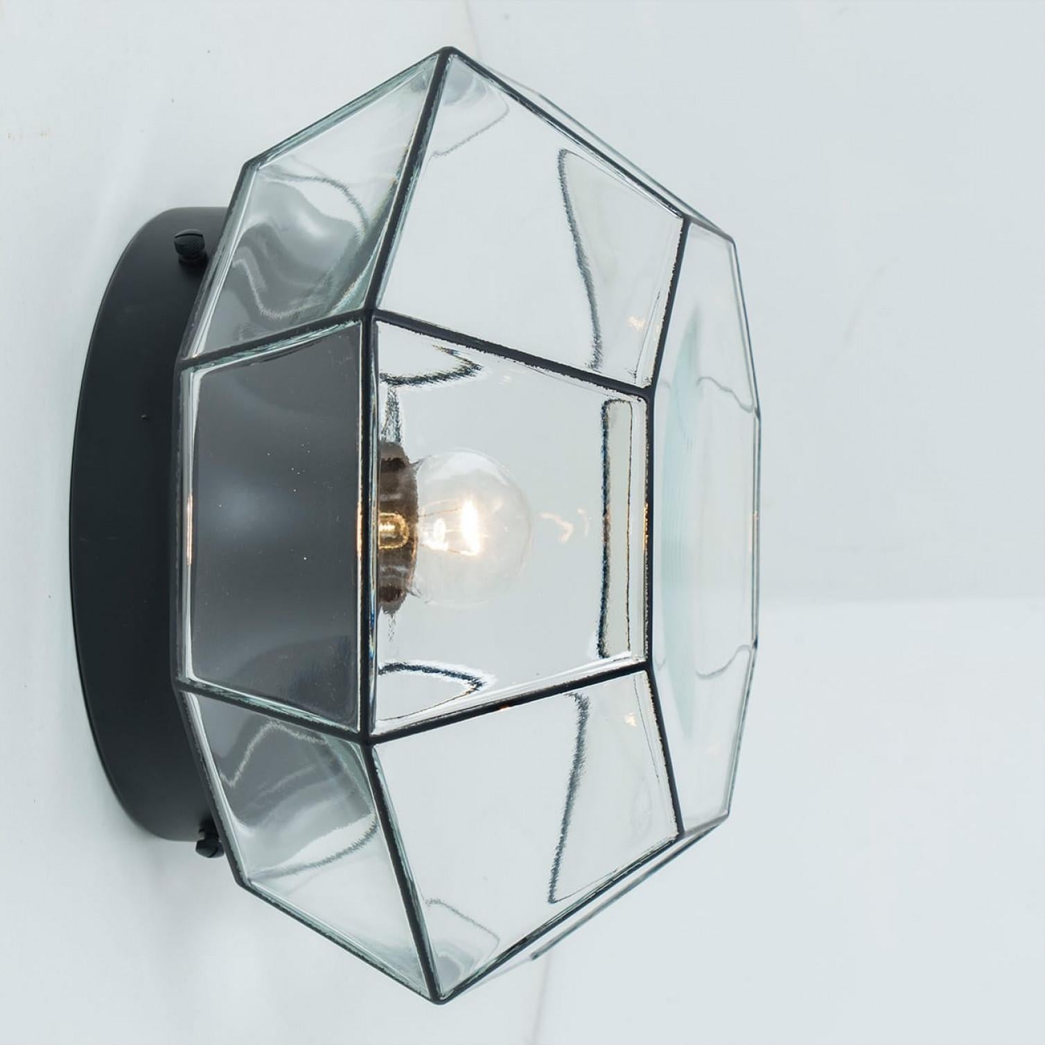 Several Octagonal Flush Mounts, Glashütte Limburg, Germany 1960s For Sale 8