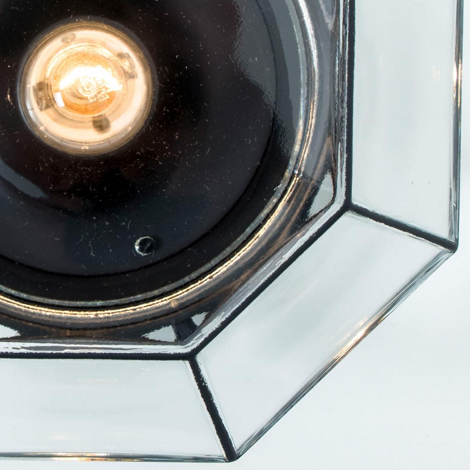 Metal Several Octagonal Flush Mounts, Glashütte Limburg, Germany 1960s For Sale