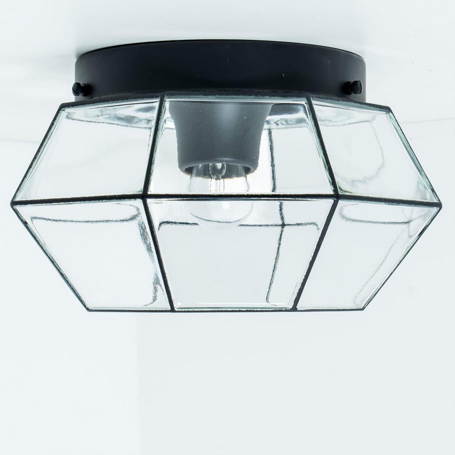 Several Octagonal Flush Mounts, Glashütte Limburg, Germany 1960s For Sale 1