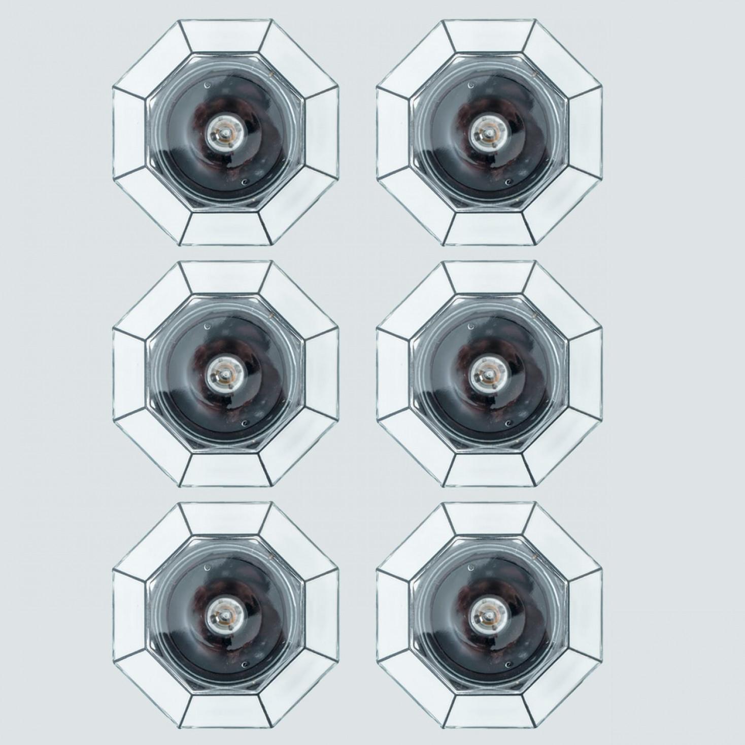 Several Octagonal Flush Mounts, Glashütte Limburg, Germany 1960s For Sale 2