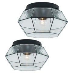 Several Octagonal Flush Mounts, Glashütte Limburg, Germany 1960s