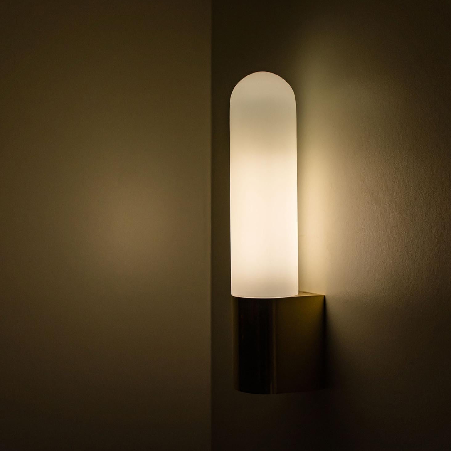Several Opaque Glass / Brass Wall Lights by Limburg, Germany, 1970s For Sale 4