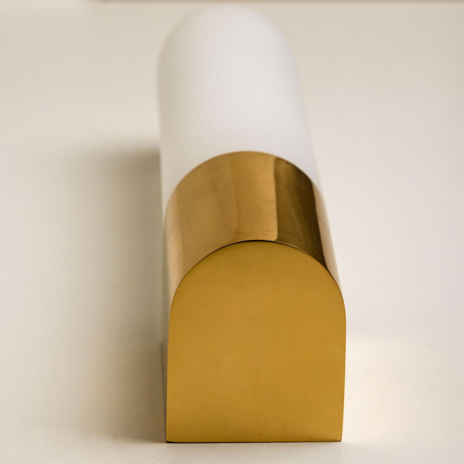 Several Opaque Glass / Brass Wall Lights by Limburg, Germany, 1970s For Sale 5