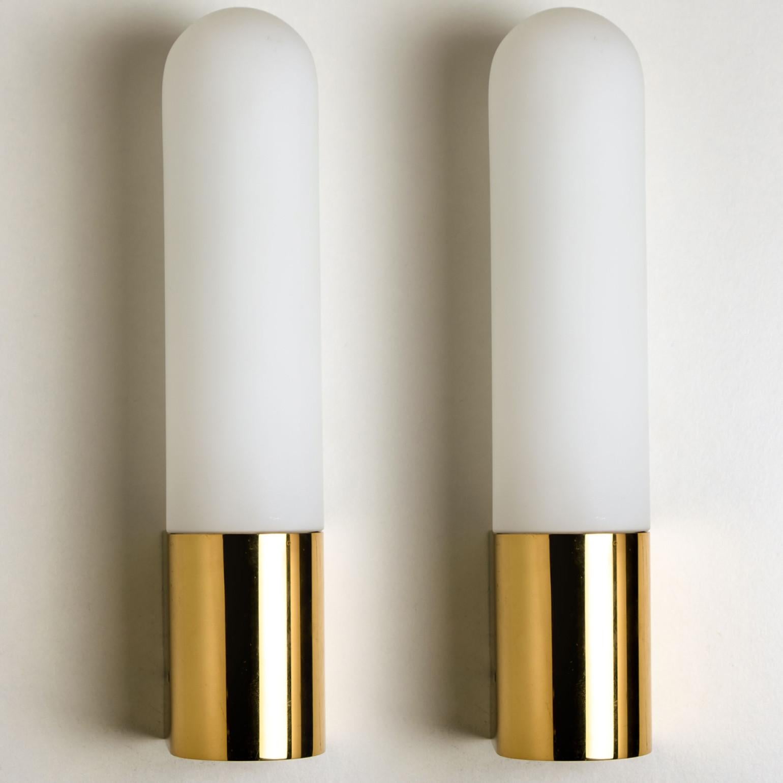 Several Opaque Glass / Brass Wall Lights by Limburg, Germany, 1970s For Sale 6