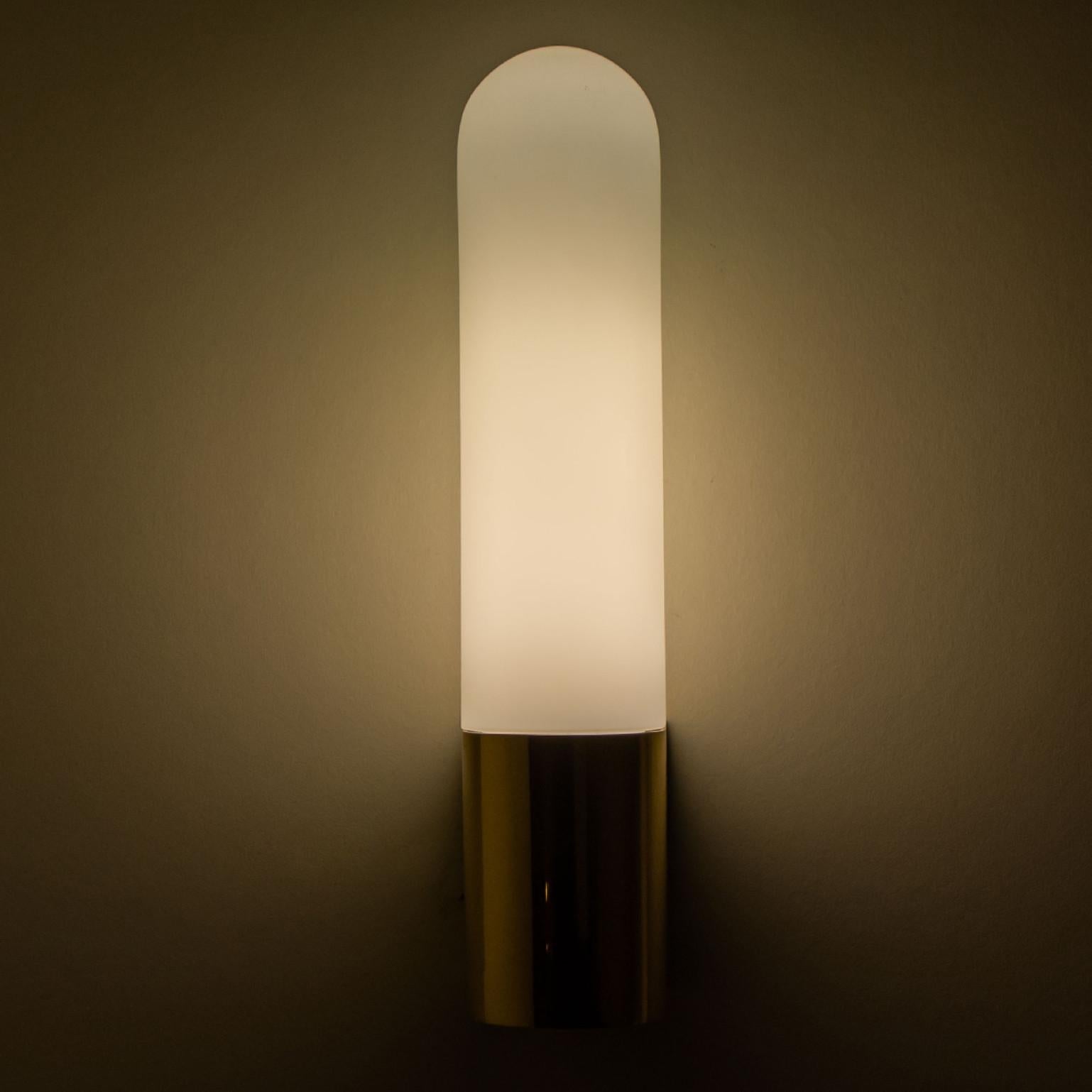Several Opaque Glass / Brass Wall Lights by Limburg, Germany, 1970s For Sale 3