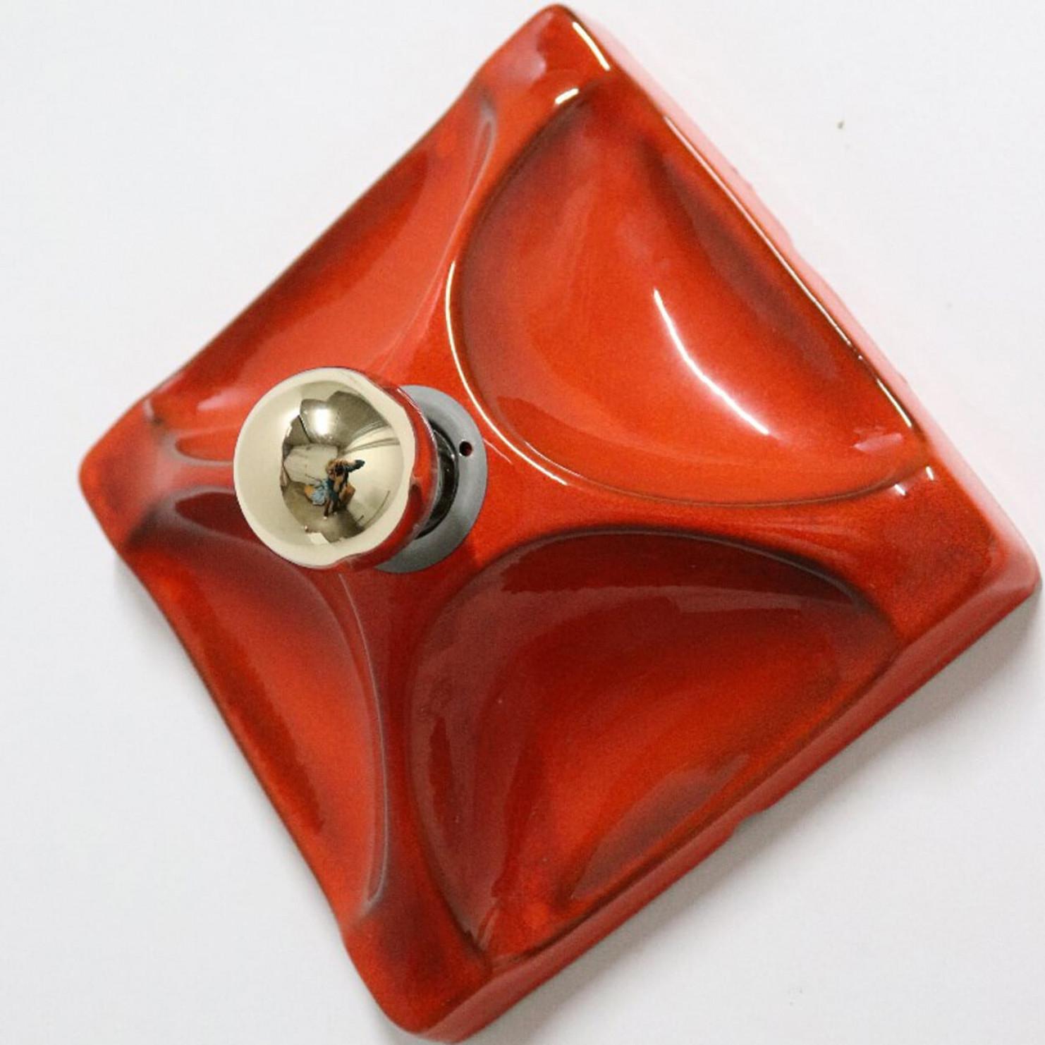 Several Orange Brown Toned Mixed Wall Lights in Glazed Ceramic Style, 1970 For Sale 5