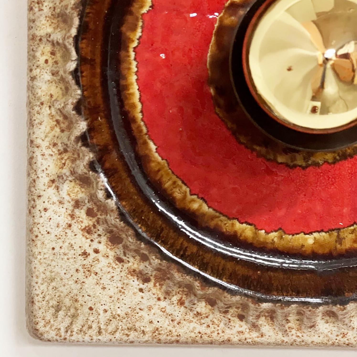 Mid-Century Modern Several Orange Brown Toned Mixed Wall Lights in Glazed Ceramic Style, 1970 For Sale