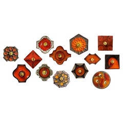 Used Several Orange Brown Toned Mixed Wall Lights in Glazed Ceramic Style, 1970