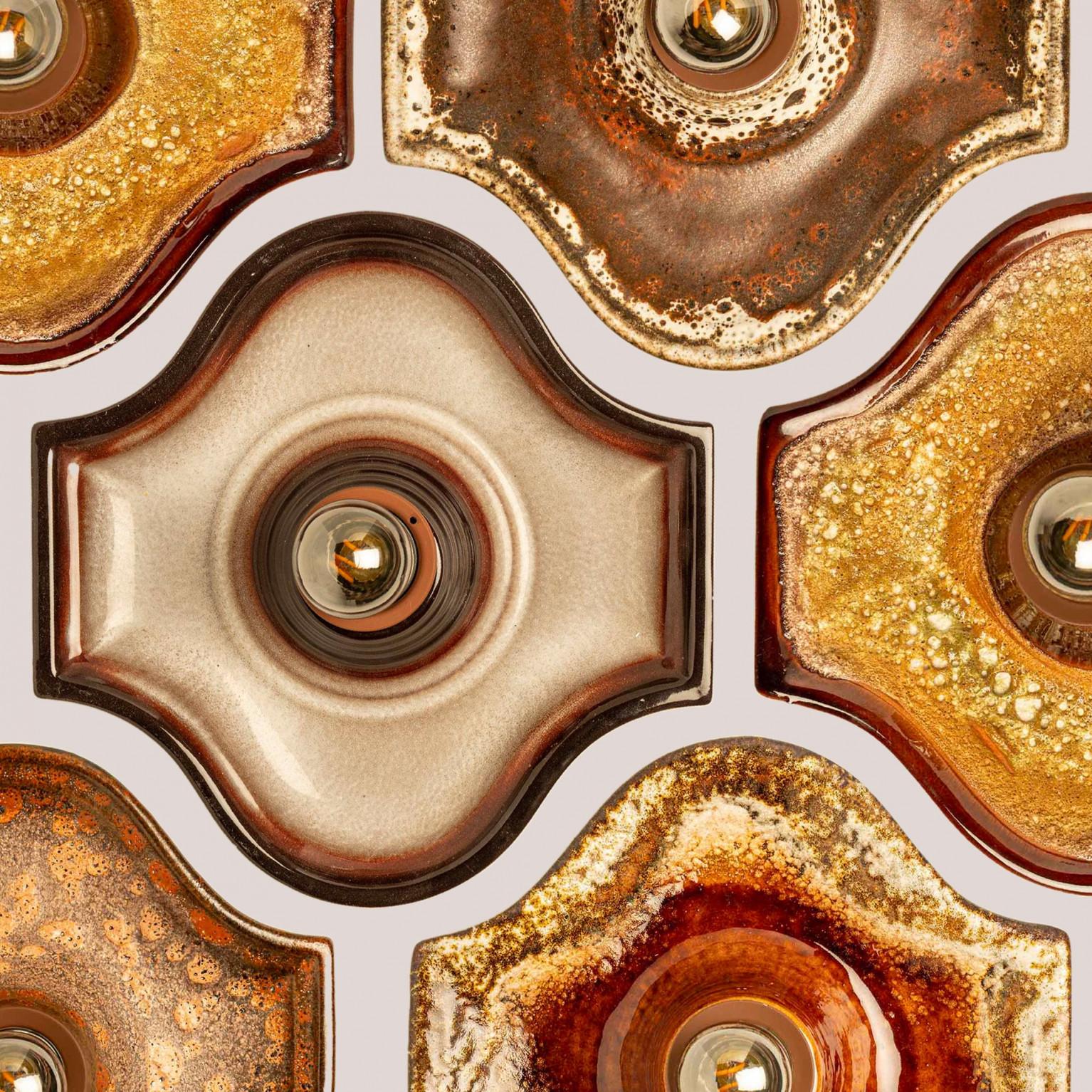 Space Age Diverse applique ovali in ceramica, 1970 in vendita