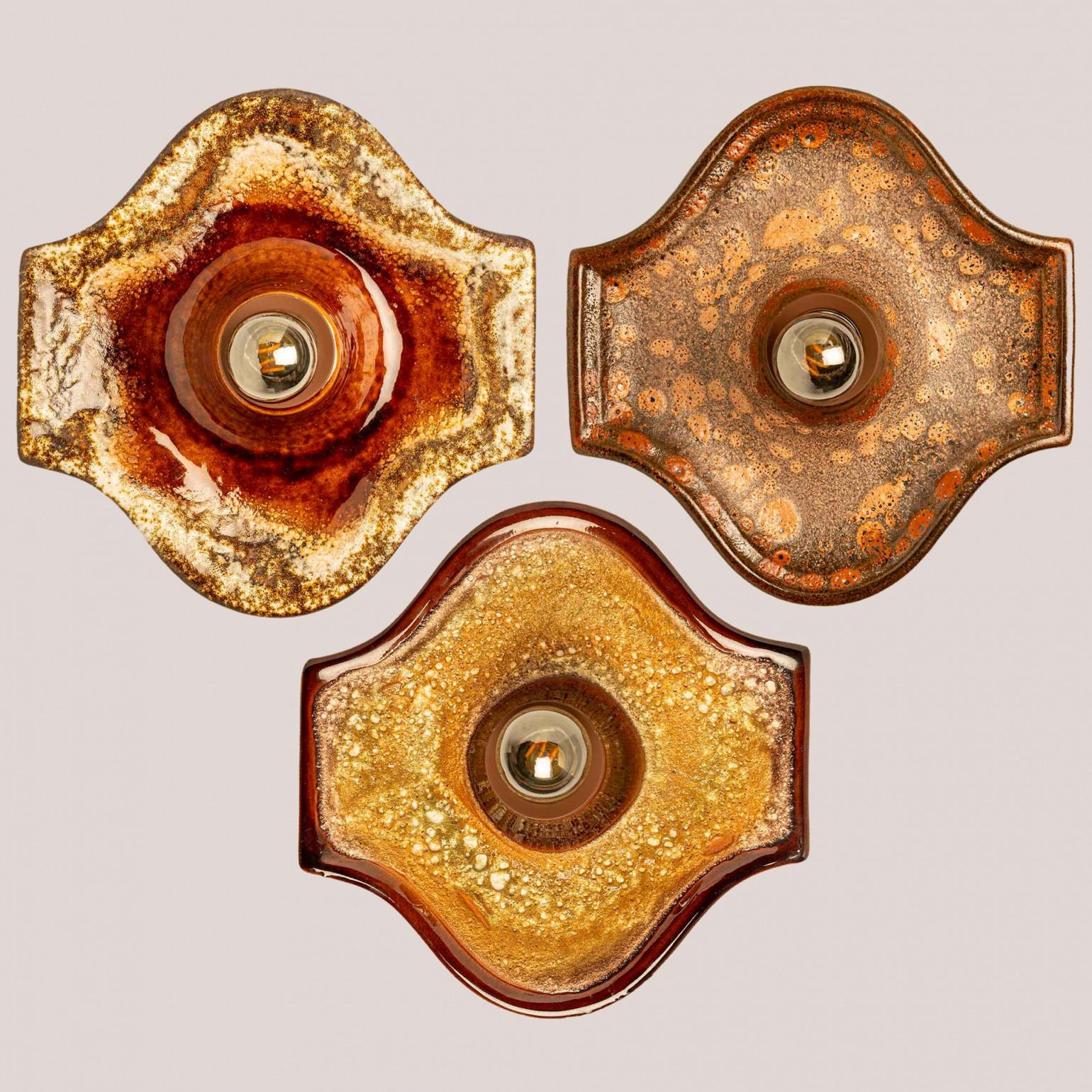 German Several Oval Ceramic Wall Lights, 1970 For Sale