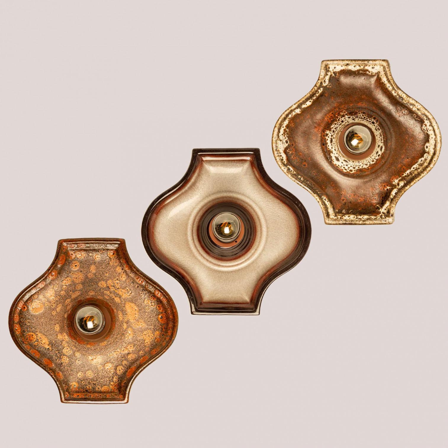 Late 20th Century Several Oval Ceramic Wall Lights, 1970 For Sale