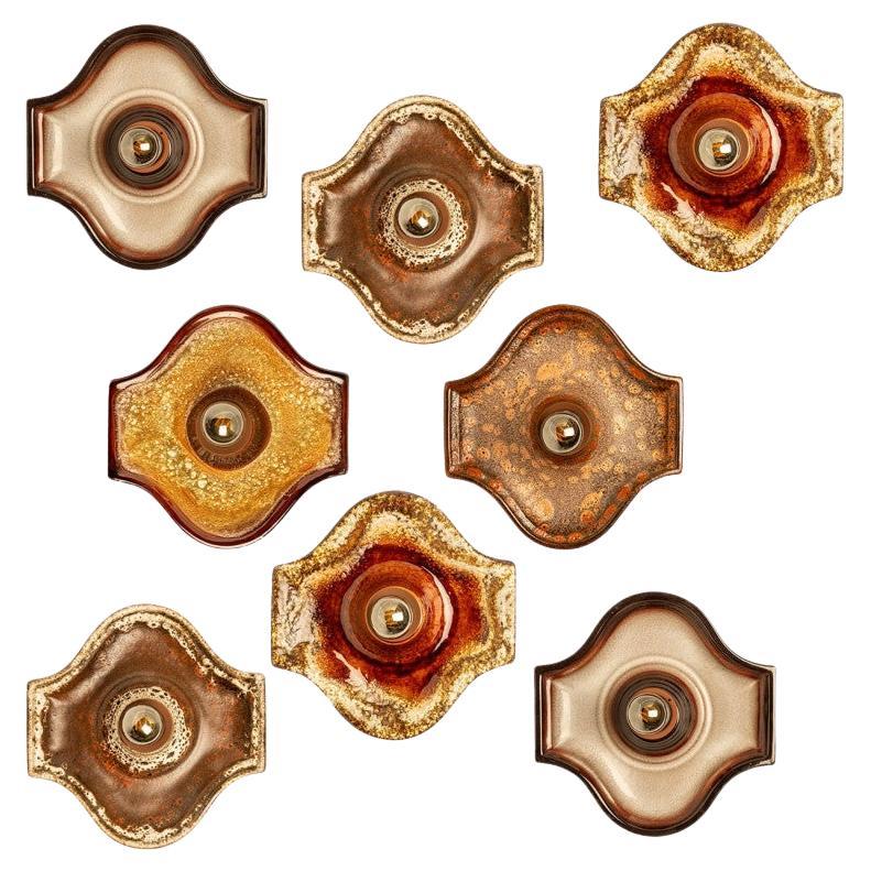 Several Oval Ceramic Wall Lights, 1970 For Sale