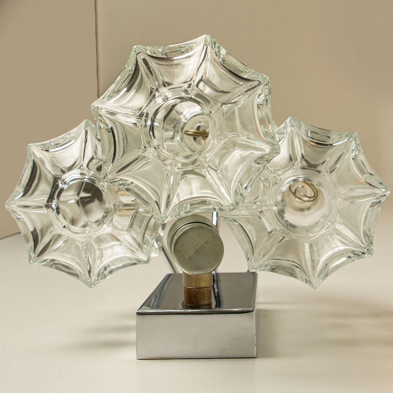 Several Pagoda Chrome and Glass Sconces Wall Lights by Kalmar, Vienna 1969 For Sale 2