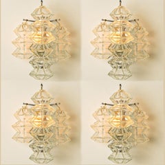 Several Pagoda Chrome and Glass Sconces Wall Lights by Kalmar, Vienna 1969