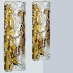 Several Pairs of Murano Glass Half Round Wall Lights, Italy 1970s