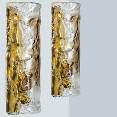 Several Pairs of Murano Glass Half Round Wall Lights, Italy 1970s
