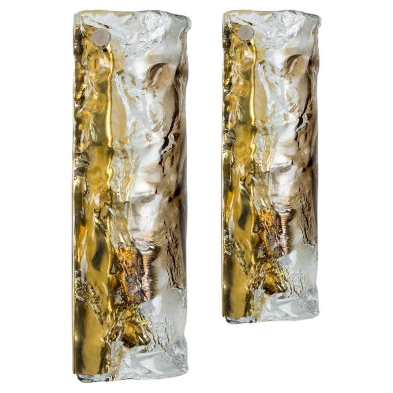 Several Pairs of Murano Glass Half Round Wall Lights, Italy 1970s