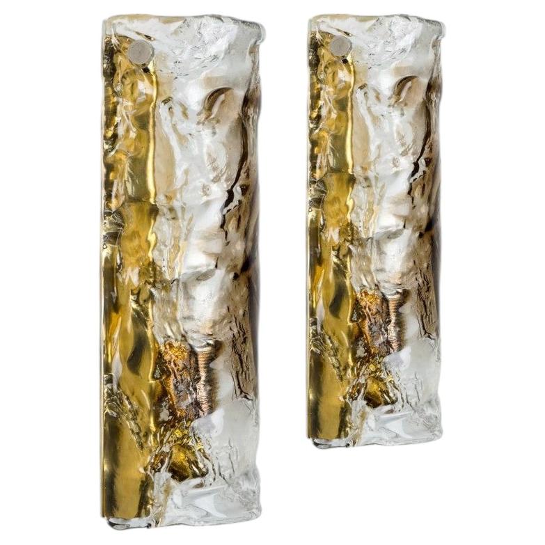 Several Pairs of Murano Glass Half Round Wall Lights, Italy 1970s For Sale