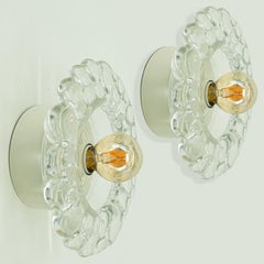 Varios apliques de cristal burbuja Peill Putzler Empotrables, 1970