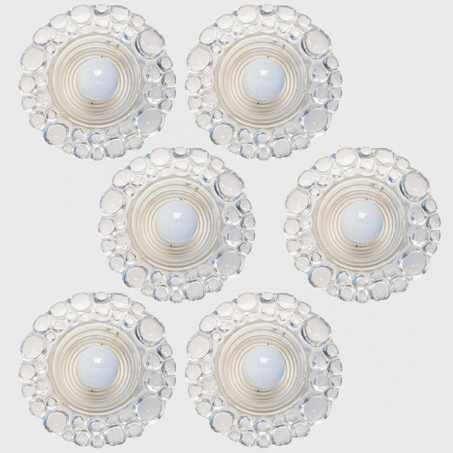 Varios apliques de cristal burbuja Peill Putzler Empotrables, 1970 Latón en venta