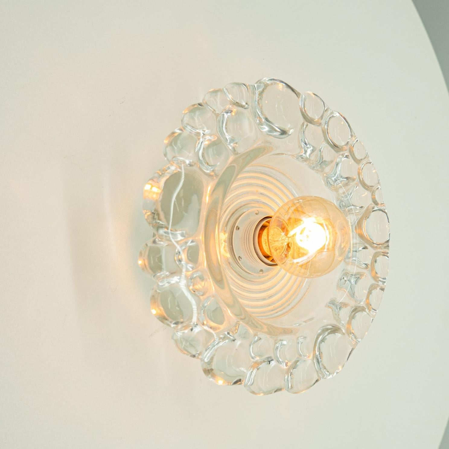 Brass Several Peill Putzler Bubble Glass Wall lights Flush Mounts, 1970 For Sale