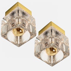 Several Peill & Putzler Wall Light Ceiling Light, Brass and Glass, 1970