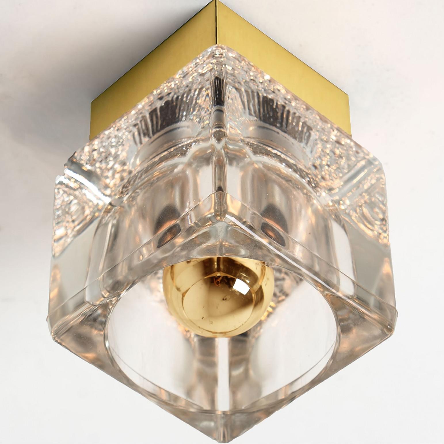 Other Several Peill & Putzler Wall Light Ceiling Light, Brass and Glass, 1970 For Sale