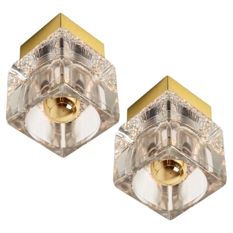Several Peill & Putzler Wall Light Ceiling Light, Brass and Glass, 1970 For Sale