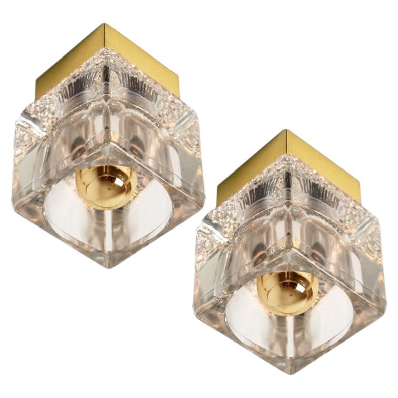 Several Peill & Putzler Wall Light Ceiling Light, Brass and Glass, 1970
