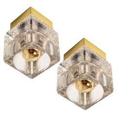 Several Peill & Putzler Wall Light Ceiling Light, Brass and Glass, 1970