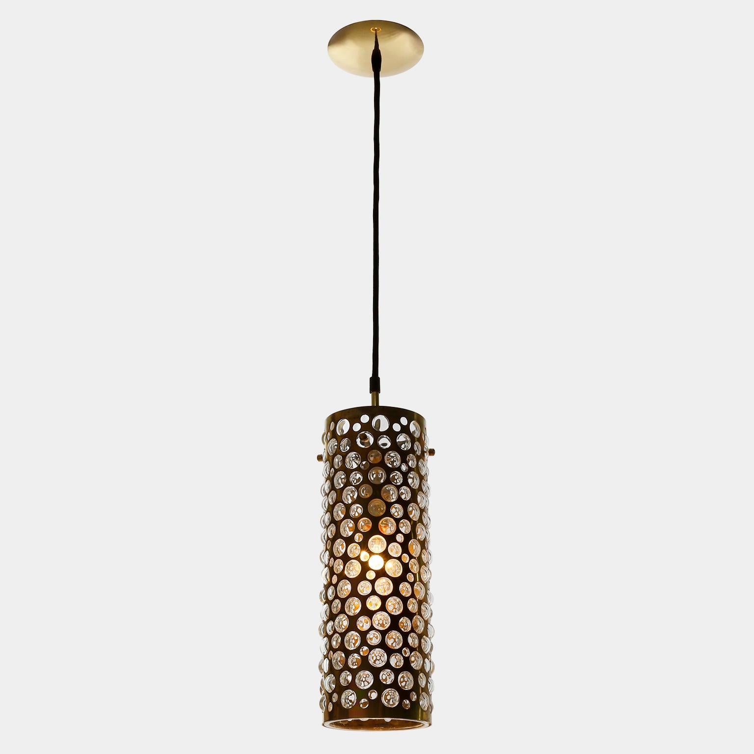 Several Pendant Lights Lamps, Patinated Brass Clear Glass, Rupert Nikoll, 1960s For Sale 4