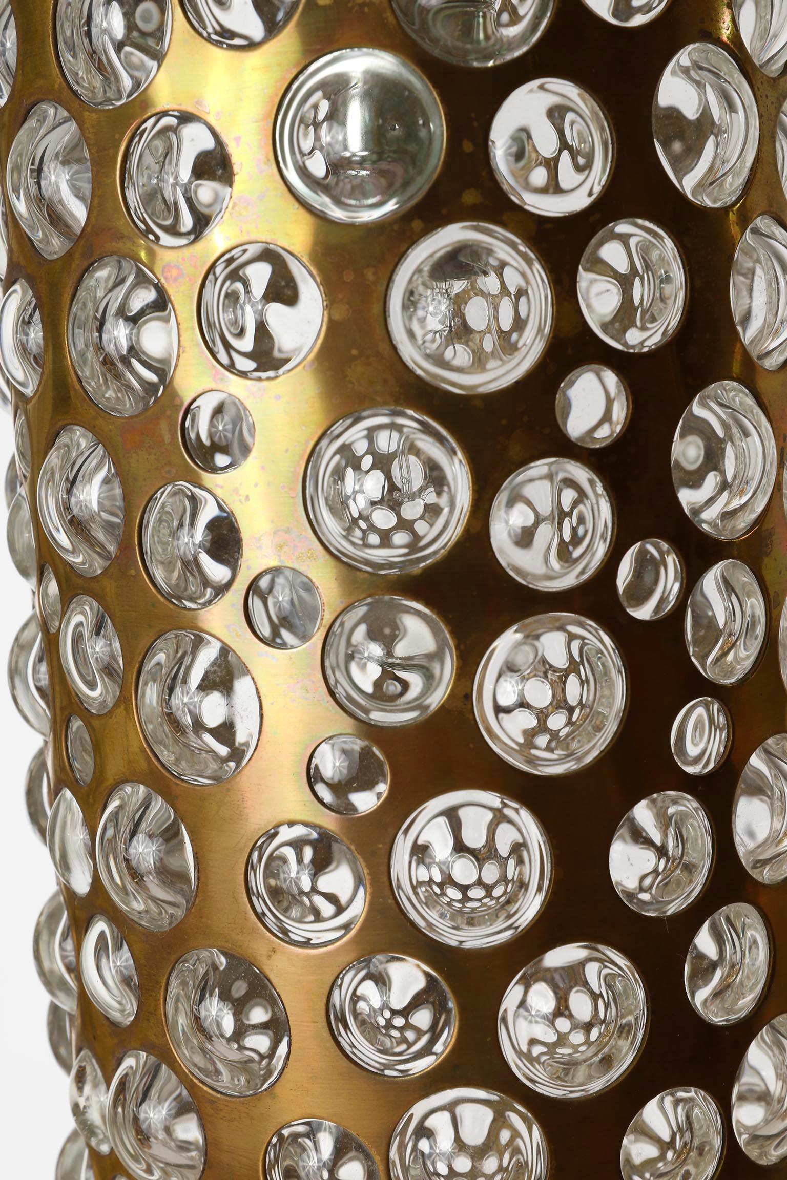 Several Pendant Lights Lamps, Patinated Brass Clear Glass, Rupert Nikoll, 1960s For Sale 10