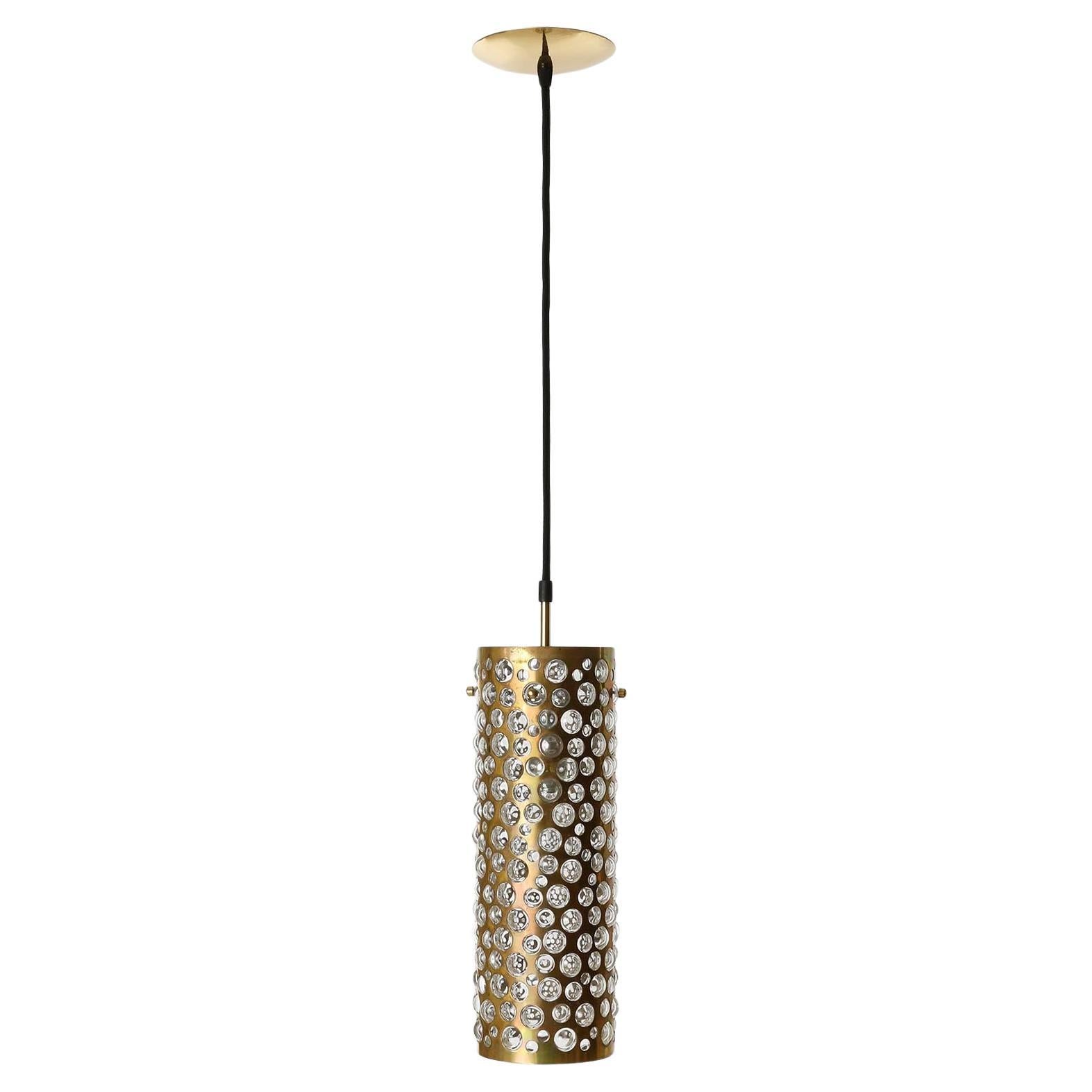 Mid-Century Modern Several Pendant Lights Lamps, Patinated Brass Clear Glass, Rupert Nikoll, 1960s For Sale