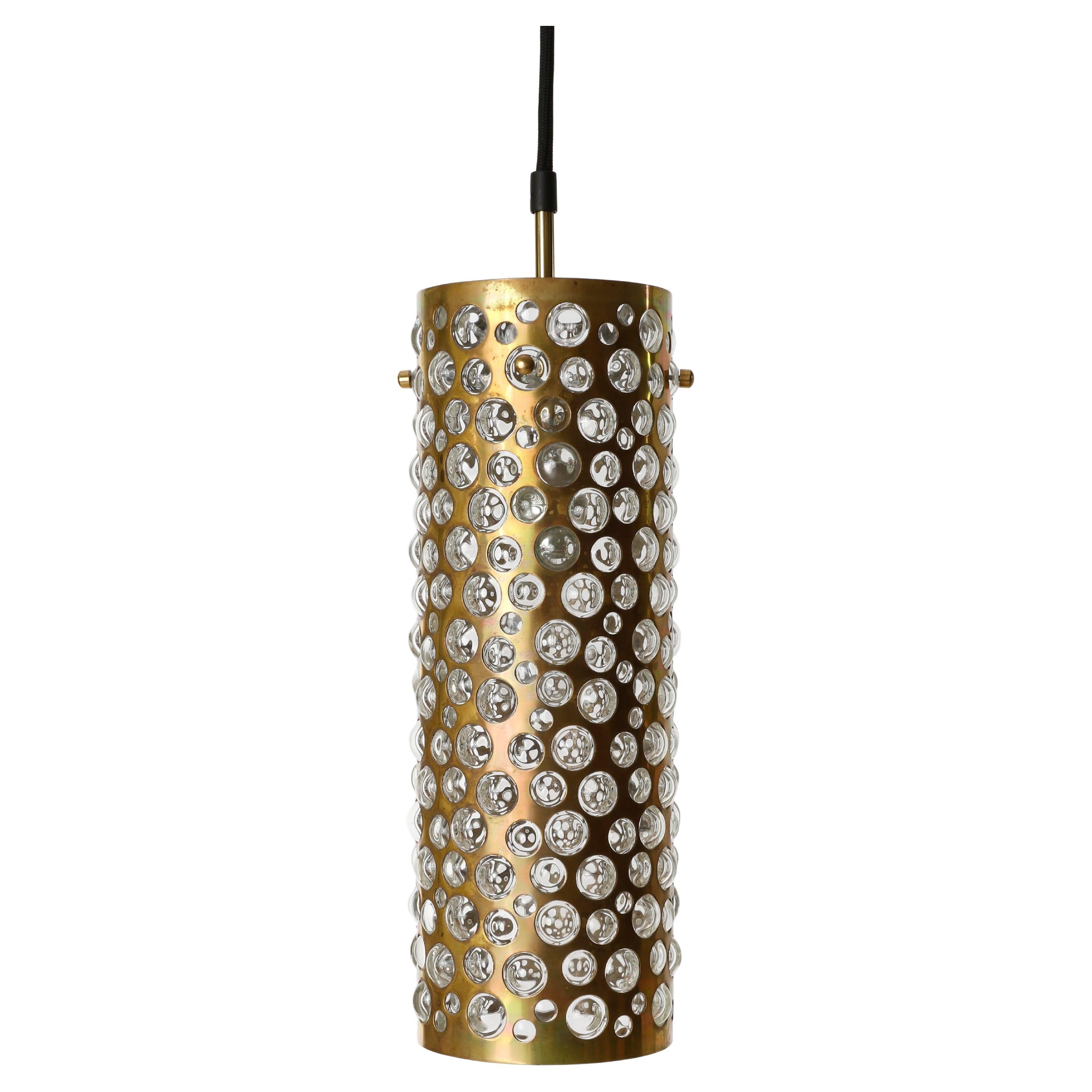 Austrian Several Pendant Lights Lamps, Patinated Brass Clear Glass, Rupert Nikoll, 1960s For Sale