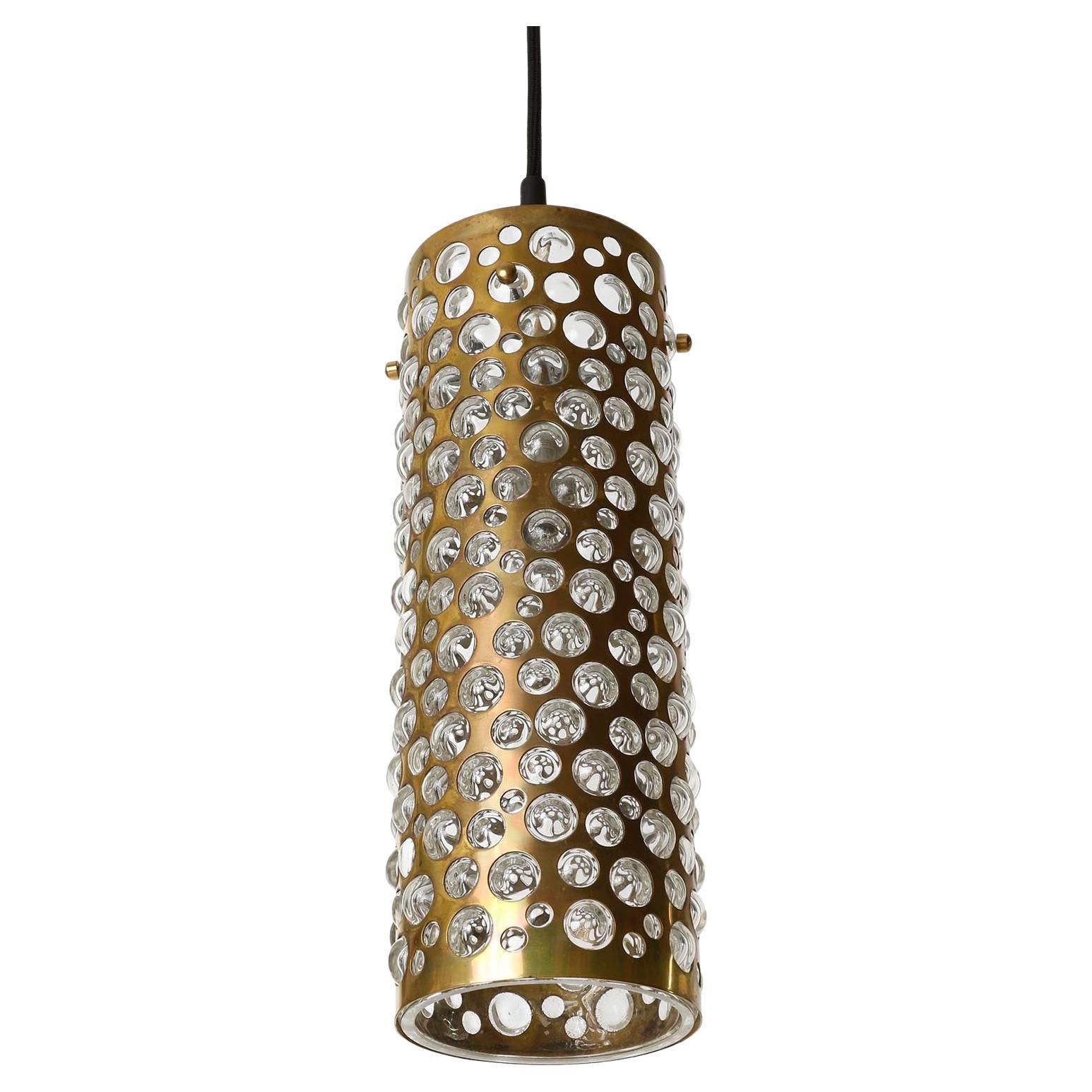 Several Pendant Lights Lamps, Patinated Brass Clear Glass, Rupert Nikoll, 1960s In Good Condition For Sale In Hausmannstätten, AT
